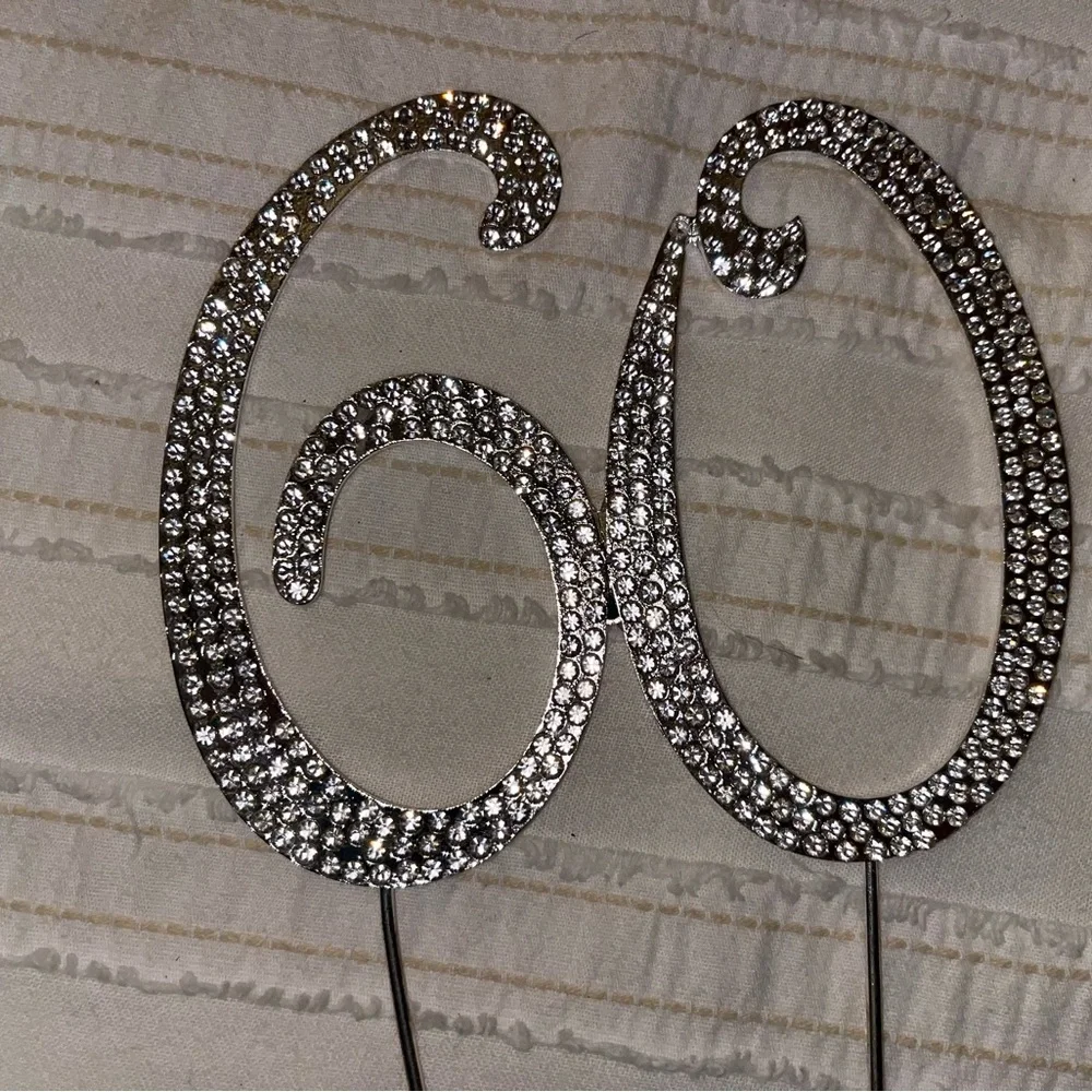Silver Rhinestone 60 Cake Topper